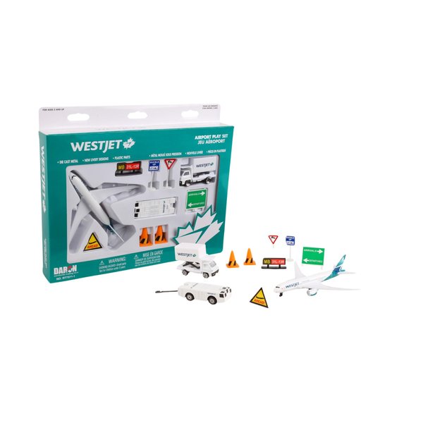 Daron WestJet Airlines Airport Playset with Die-Cast Metal Model Airplane with Plastic Parts, Cars and Transportation Toys for Kids Ages 3+