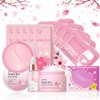 Skin Care Set,Cherry Blossom Skin Care Sets & Kits, Skin Care Kit For Women & Girls,Skincare Gift Set With Serum,Face Cream,Sleep Mask,Eye Mask,Mud Mask,Lip Mask Japanese Skincare Products