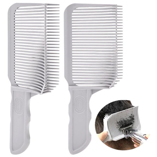 Barber Fade Combs, 2pcs Professional Hair Cutting Comb Curved Positioning Hair Cutting Comb Curved Positioning Clipper Comb Haircut Fade Combs for Home Salon(gray)