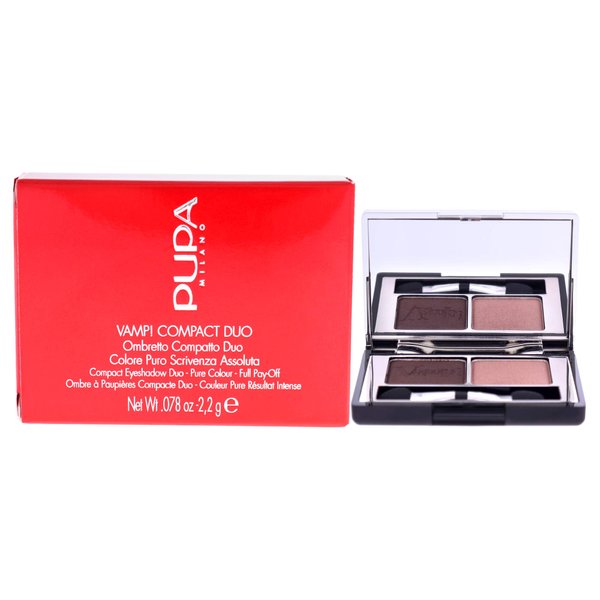 Pupa Milano Vamp! Eyeshadow Compact Duo 004 Bronze Amber - Light, Smooth, Blendable, Cream Compact Shadow - Stunning, Colorful, Pigmented Shade - Paraben-Free Formula - 0.078 oz