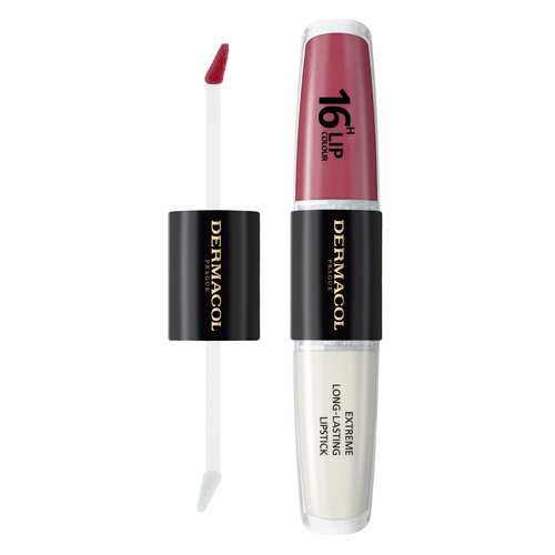 Dermacol NEW 16-Hour Lip Colour, Highly Pigmented Glossy Lip Stain, Two-Phase Lip Plumper Gloss, Kissproof Lip Makeup Products with Matte and Glitter Finish, n.28, Royal Peony