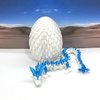 3D Printed Dragon with Dragon Egg, Articulated White and Blue Crystal Dragon, Fidget ADHD Autism Toy, Executive Desk Toy D062WB