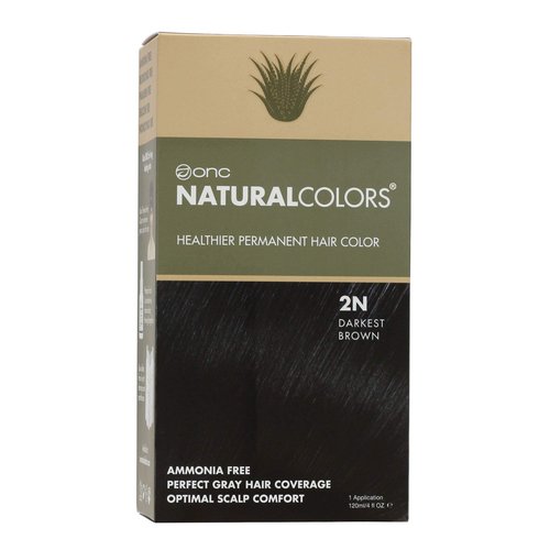 ONC NATURALCOLORS (2N Darkest Brown) 4 fl. oz. (120 mL) Heat Activated Healthy Permanent Hair Dye with Certified Organic Ingredients, Ammonia Free, Vegan Friendly, 100% Gray Coverage