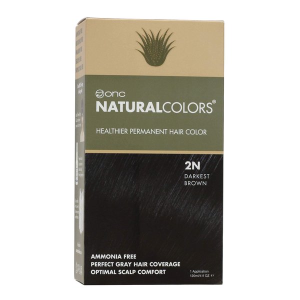 ONC NATURALCOLORS (2N Darkest Brown) 4 fl. oz. (120 mL) Heat Activated Healthy Permanent Hair Dye with Certified Organic Ingredients, Ammonia Free, Vegan Friendly, 100% Gray Coverage