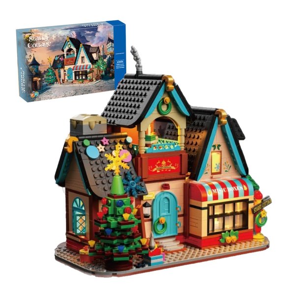 kowkis Star House Architecture Mini Building Blocks Set with LED Lights,MOC Creative Model Set,Construction Toy for Adult(1348Pcs)