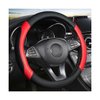 AUCELI Car Steering Wheel Cover, Universal Leather Auto Steering Wheel Protector, Carbon Fiber Anti-Slip Auto Interior Accessories for Men and Women, 15 inch for Most Cars, Trucks, SUV（Black/Red）