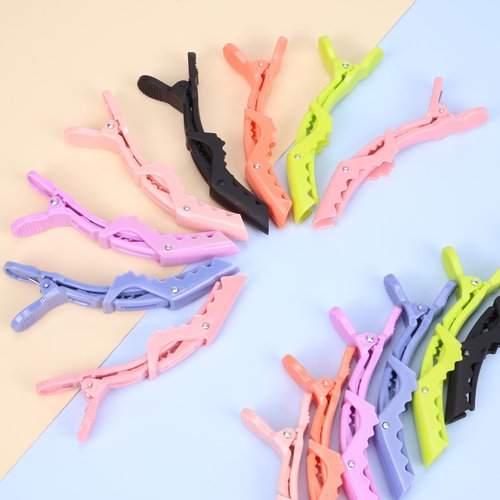 Alligator Hair Clips Styling Sectioning Clips 14Pcs Professional Wide Teeth Salon Alligator for Women Plastic Double-hinged Alligator Barber Shop Secure Hair 7 Colors