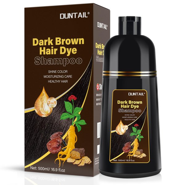 DUNTAIL Instant Gray Hair Color Shampoo 500ML - 3 in 1 Men's & Women's Long-Lasting, Safe Hair Dye (New Upgrade)