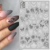 8 Sheet Black Flowers Nail Art Stickers 3D Self- Adhesive Black White Retro Leaf Butterflies Pattern Nail Art Design Classic Fashion Simple Nail Supplies for Women Girls Nails Art DIY Decoration