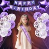 Purple 13th Birthday Decorations for Girls, Includes Happy Birthday Banner, Balloons, Silver Crown, Lavender Glitter 13 Year Old Cake Topper and Official Teenager Birthday Sash, 13th Birthday Gifts