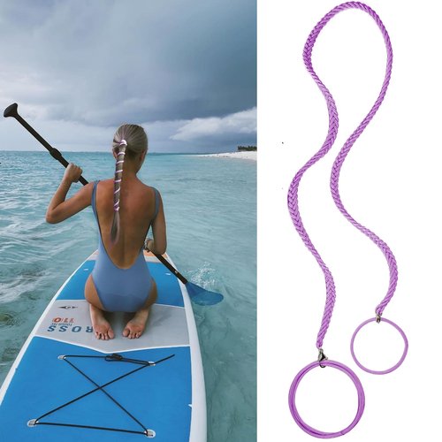 Spriral Hair Tie Sprots Ponytail Holders, Elastic Braided Hair Ties No Damage, Pony Tail Wrap for Long Hair for Gym, Swimming, diving 25" Purple