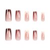 ZASKHLD Brown Press on Nails Medium Long Square Fake Nails Glossy Glue on Nails Reusable Brown French Tip Acrylic Nails Natural Autumn Coffin False Nails for Women Girls DIY Nails Decoration 24Pcs