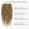 Hyssiet 16 Inch Curly Human Hair Clip in Extensions 7pcs with 16 Clips Healthy Wavy Clip Hair Extensions Real Human Hair 120g Light Brown Highlighted Bleach Blonde Soft Thick Curly Hair Extensions