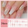 Hkanlre Bling Press on Nails Long Gradient Fake Nails Tips Full Cover False Coffin Nails for Women and Girls 24PCS