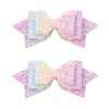 Multicolor Sparkling 5 Inch Glitter Hair Bows - Set of 2 Alligator Clips for Girls, Teens, Toddlers（Rainbow）