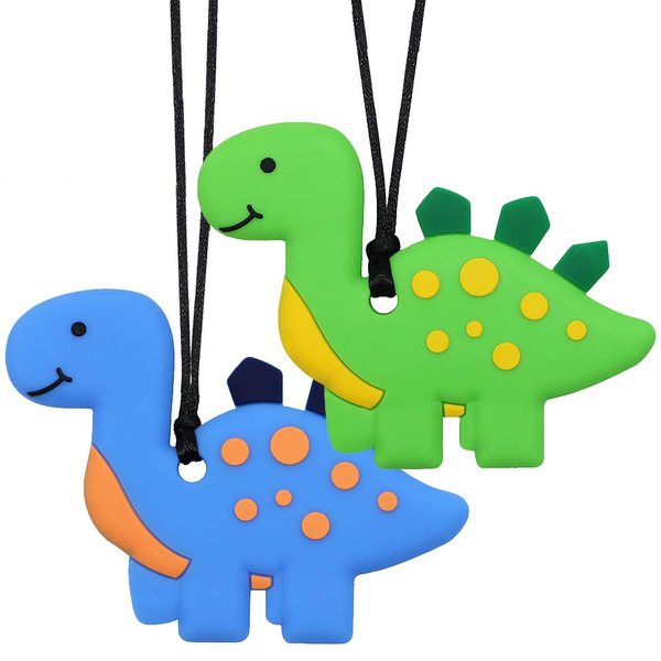 Chew Necklaces for Sensory Kids, Silicone Dinosaur Chewy Toys for Boys with Autism, ADHD, SPD, Chewing Necklaces for Anxiety, Reduce Fidgeting for Children…