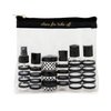 Miamica “Clear for Take Off” TSA Compliant Travel Bottles and Travel Toiletry Bag – Includes 12 Pieces – 7.55" L x 7.4" W x 1.8" D, Clear/Black – Cute Travel Gifts