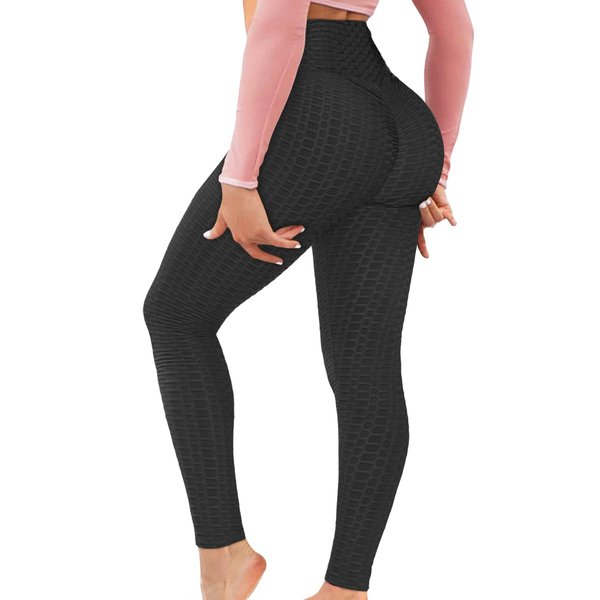 AIMILIA Butt Lifting Anti Cellulite Leggings High Waisted Yoga Pants Workout Tummy Control Sport Tights Black