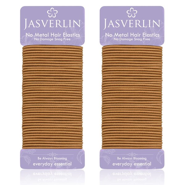Hair Ties Brown Nylon Hair Rubber Bands for Women Girls Fine Medium Beauty Hair Elastics, Skinny Ponytail Holder Snag Free No Damage No Breakage 2mm 80 Pcs JASVERLIN (Light Ash Brown)