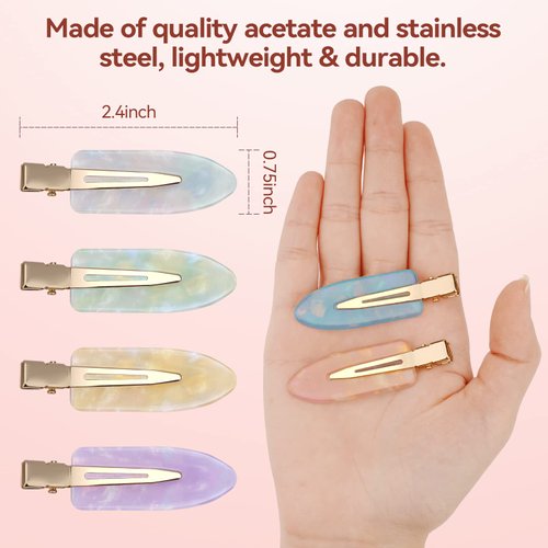 Leezmark 12 Pcs No bend Hair Clips for Women Makeup Hair Clips No Crease Hair Clip Creaseless Hair Clips for Salon Styling Flat Hair Clip for Girls