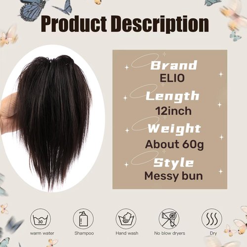 ELIO Messy Bun Hair Piece Claw Clip Hair Bun Wavy Curly Chignon Hair Bun for Women Extensions Tousled Updo Hair Buns Claw Clip Ponytail Hairpieces Hair Scrunchie with Clip for Daily Use (4#)
