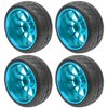 HIRCQOO OD 2.55" Rubber Tires & Metal Wheel Rims 12mm Hex Hub Compatible with HSP Tamiya HPI Kyosho 1/10 On-Road Touring Car WLtoys 1/14 144001 Traxxas 1/16 Slash 1/18 A959B RC Buggy (Blue)