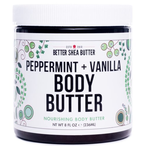 Better Shea Butter Whipped Body Butter for Women - PEPPERMINT VANILLA Body Lotion - Whipped Body Cream for Dry Skin - Paraben-Free, Non-Greasy Body Cream - Vanilla Peppermint Body Butter 8 oz