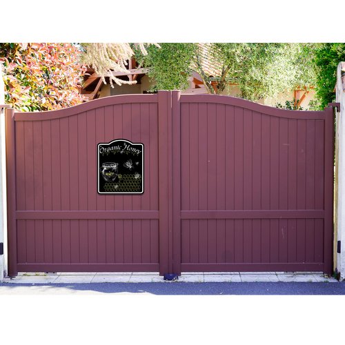 Organic Honey Bees BLACK Aluminum Composite Sign, 8.5"x10"