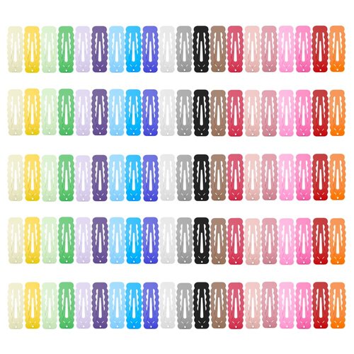 Rectangle-Shaped Hair Clips, ECADY (100-Pack 20-Colors) Metal Snap Barrettes for Girls, Women, Kids, for Holding & Decorating Hairstyles