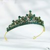Baroque Princess Tiara for Women, Royal Queen Crown Diadem Headband, Crystal Costume Accessories for Prom Birthday, Green