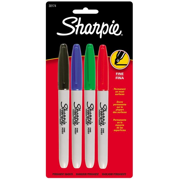 "Sharpie Fine Point Permanent Markers 4/Pkg-Red, Blue, Black, Green"