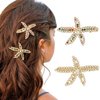 Jeairts Starfish Hair Clips Gold Pearl Rhinestone Barrettes Sparkly Crystal Wedding Headpiece Beach Hair Accessories for Women(2pcs) (3-Pearl and Rhinestone)