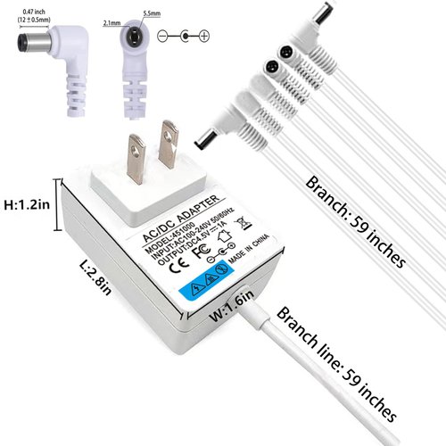 4.5V Power Adapter Compatible with Lemax Lighted Accessory 94566 94563 94564 94565 74295 74269 74707 84428 44242 Christmas Halloween Village Lights Micro Lighting Building Decor(6 Output White)