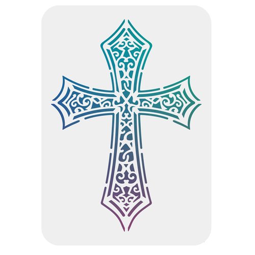 FINGERINSPIRE Cross Stencil A4 Size Rectangle Crucifix Painting Stencil Template Reusable Christmas Stencil for Crafts and Decorations（Plastic