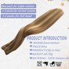 Tape in Golden Brown Hair with Blonde Mixed Real Hair Highlights Human Remy Hair Extensions Silky Straight Seamless Skin Weft 18" 20Pcs/40Grams Invisble Tape on Glue in Extensions