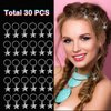 Flosius 30PCS Silver Star Hair Clips Braid Jewelry Hair Charm Five-pointed Stars Pendant Dreadlock Jewelry for Hair Clips Accessories (C)