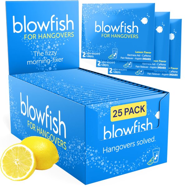 Blowfish for Hangovers | Perfect for Welcome Bags, Hangover Kits, Wedding & Bachelorette Favors | Fast Hangover Relief | 25 Single Dose Envelopes | Starts to Work in 15 Minutes