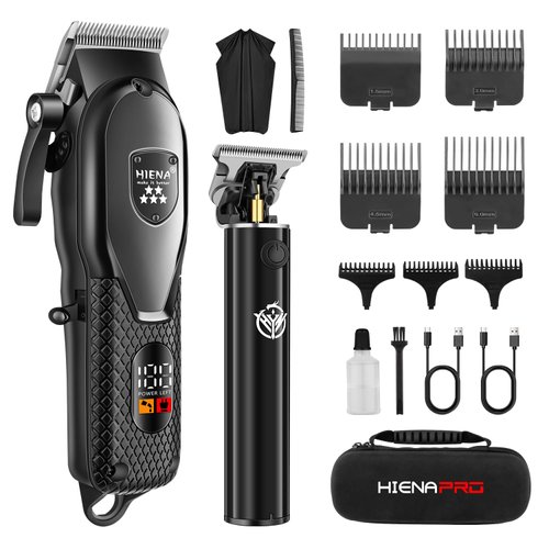 HIENA PRO Professional Hair Clippers Set for Men Cordless Hair Cutting Kit Barber Kit Rechargeable Clippers and Trimmers Set Clipper Set for Barbers with LED Display, Gifts for Men