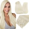 RUNATURE Clip in Blonde Hair Extensions Real Human Hair Platinum Blonde Clip on Hair Exensions Double Weft 22 Inch Long Hair Extensions Clip on Human Hair 120g 7Pcs