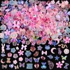 Kikonoke 100 Pieces 3D Resin Butterfly Bear Nail Charms Rose Flower Peach Skirt Bow Deer Snake Rabbit Animal Shaped Rhinestones Pearls for DIY Nail Art Decoration Making Craft (Pink)