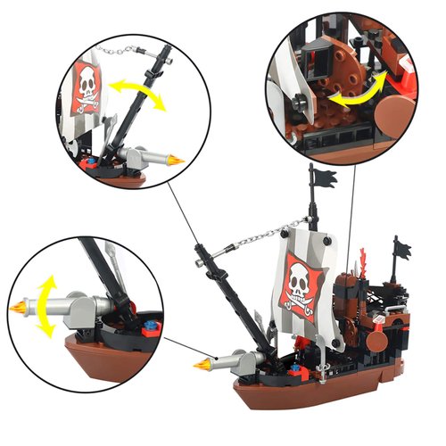 BRICK STORY Pirate Ship Building Blocks with 3 Mini Toy Figures, Boat and Ship Model Pirate Toys Building Kit Pirate Adventure Toys Sets Building Bricks Gifts for Boys Girls Age 6-12 and Up, 167pcs