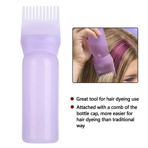 Root Comb Applicator Bottle, 160ml Hair Oil Applicator Bottle Hair Dye Bottle with Graduated Scale, Profssional Brush Applicator Comb Hairdressing Coloring Styling Tool ()