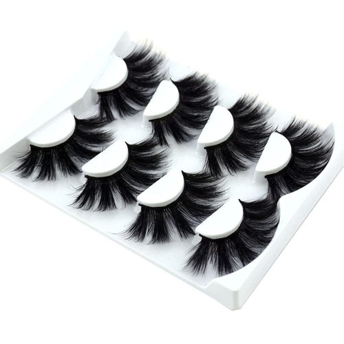 HBZGTLAD NEW 4 Pairs 3D Mink Hair False Eyelashes Criss-cross Wispy Cross Fluffy length 25mm Lashes Extension Handmade Eye Makeup Tools (MDR-5)