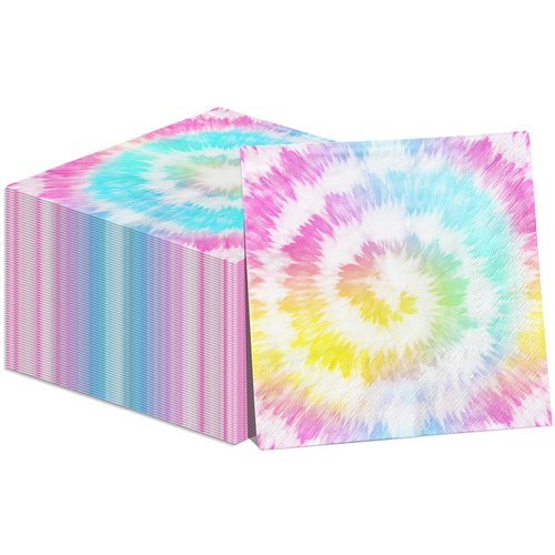 Tie Dye Birthday Party Decorations,40 Pcs Colorful Disposable Tie Dye Hippie Paper Napkins,Rainbow Birthday Napkin for Baby Shower Birthday Picnic Party