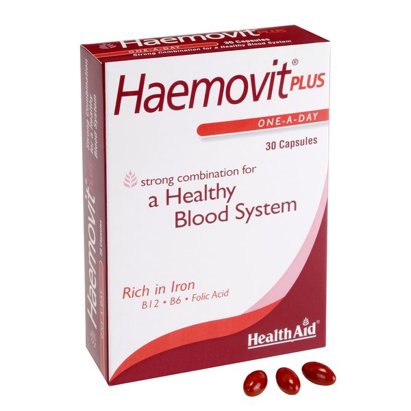 Health Aid Haemovit Plus (Iron, Vit B12, Vit B6, Folic Acid ++) - Blister Pack 30 Capsules