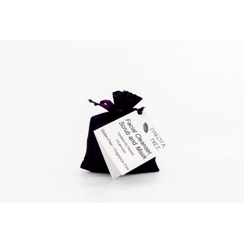 Dakota Free Facial Cleanser, Scrub and Mask Six Singles in Purple Bag