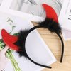 LIYDE Devil Horns Headband, Glitter Devil Ears Headband Devil Costume Accessory Halloween Cosplay Outfit Accessories Party Supplies (Red)