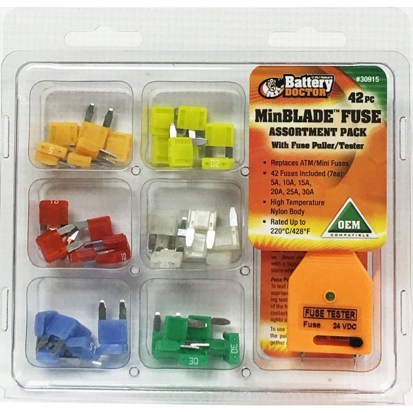 WirthCo 30916 Battery Doctor Low Profile Fuse Kit with Puller and Tester, 42 Piece