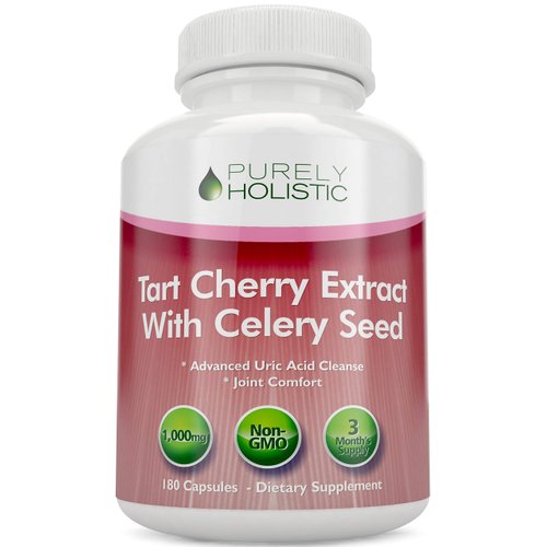 Tart Cherry Extract Capsules 1,000mg - 50% More 180 Capsules, 3 Month Supply - Blend with Tart Cherry and Celery Seed Powder - Powerful Antioxidant for Advanced Uric Acid Cleanse & Joint Support