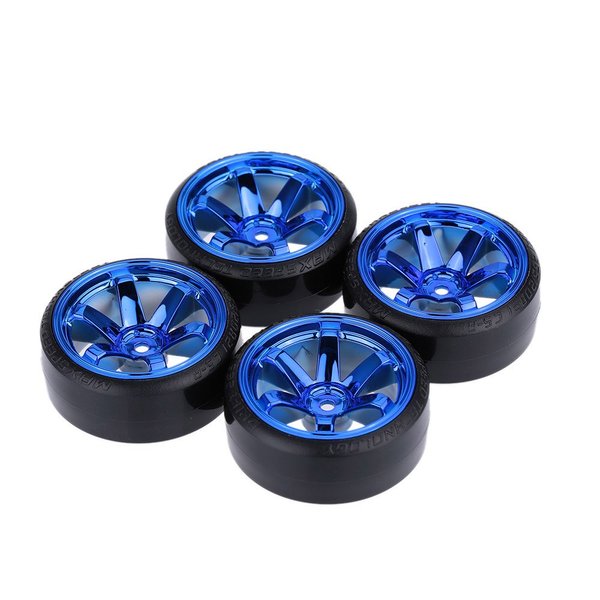 GoolRC 4PCS/Set 1/10 Drift Car Tires Hard Tyre Replacement for Traxxas HSP Tamiya HPI Kyosho On-Road Drifting Car (Blue)